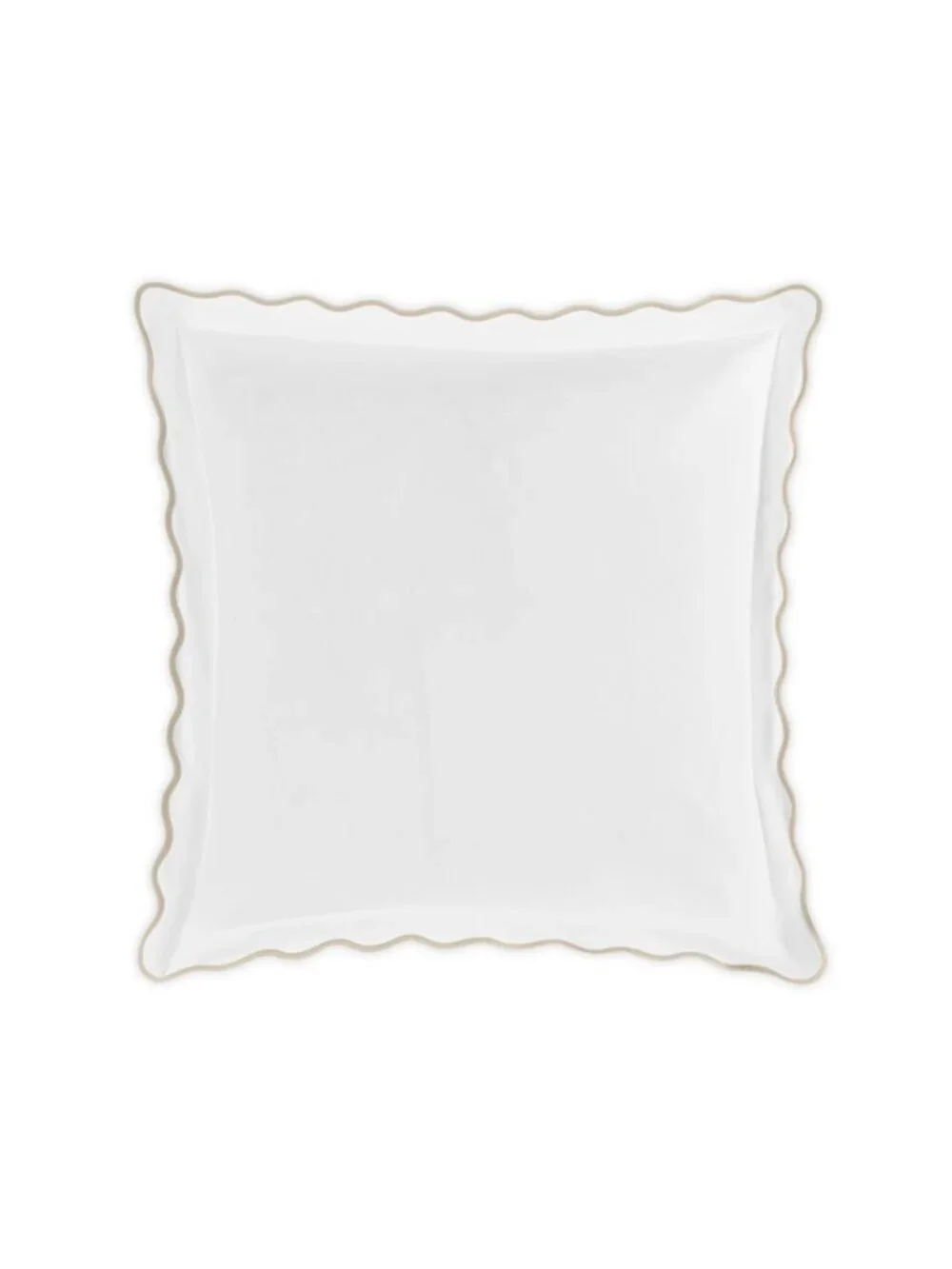 Matouk Lanai Scalloped Sham Cotton White/Tan EURO
